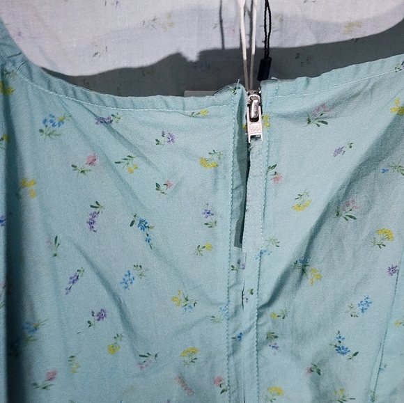 Ganni Blue Floral Puff Sleeve Crop Top - Picture 4 of 9